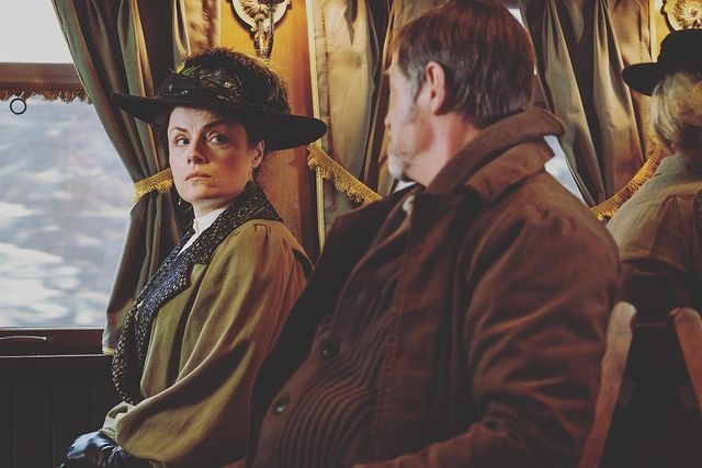 Picture of Arwen Humphreys with her co-actor in the series Murdoch Mysteries